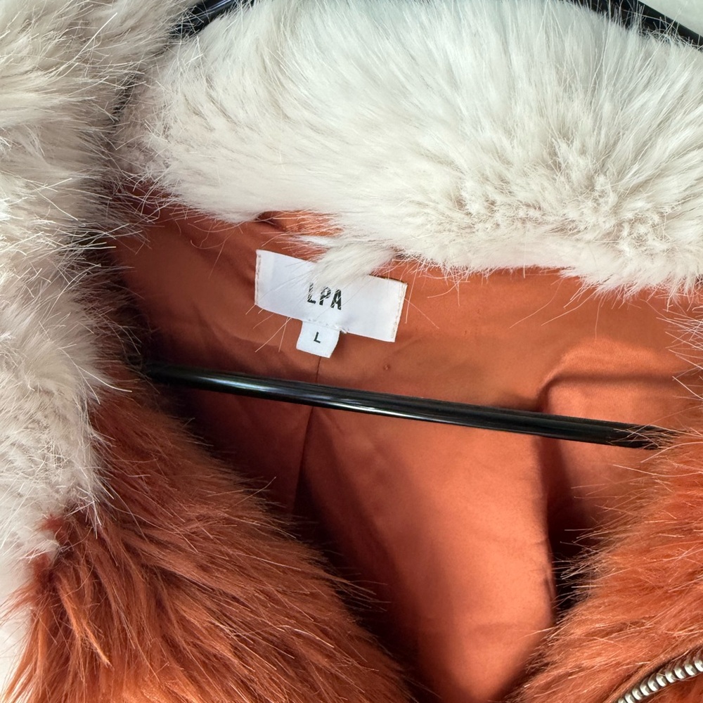 LPA Faux Fur Multicolored Jacket 413 in Rust & Lilac - Picture 8 of 9